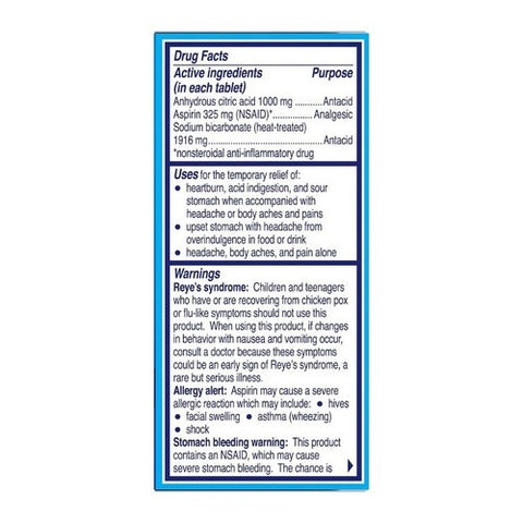 Bayer, Alka-Seltzer Original Effervescent Antacid Tablets, 12 tabs