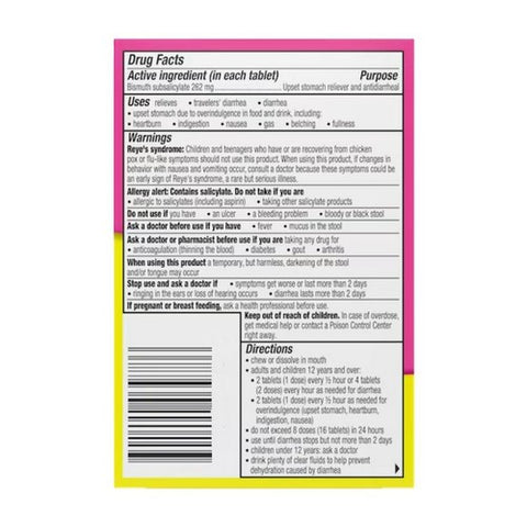 Pepto-Bismol, Stomach Reliever Antidiarrheal Chewable, 30 ct