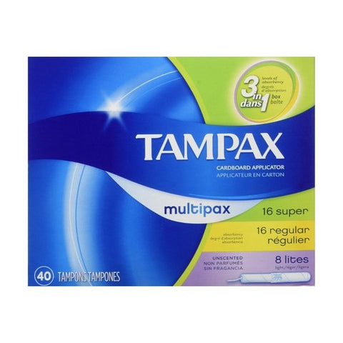 Tampax, Tampons Multipax Flushable Applicator Regular/Super/Lites, 40 each