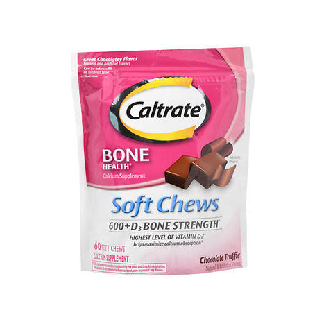 Caltrate, Calcium And Vitamin D Supplement 600+D, Chocolate Truffle 60 softchews