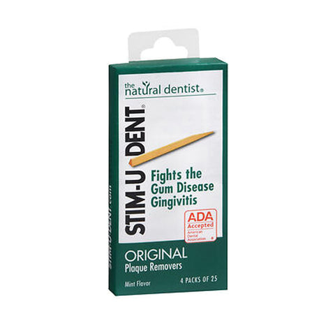 Stim-U-Dent, Plaque Removers, Mint 100 each (4 packs of 25 )