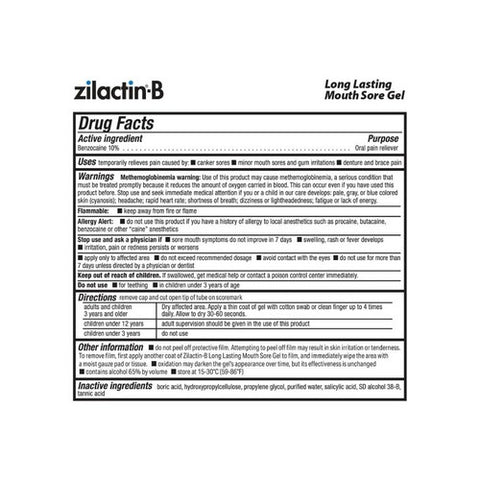 Zilactin, Blairex Zilactin-B Mouth Sore Gel, 0.25 oz