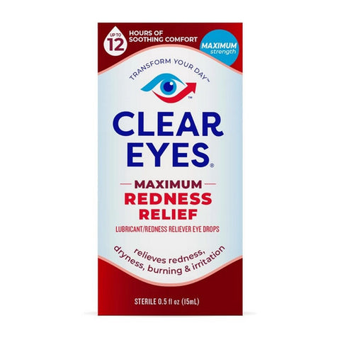 Clear Eyes, Maximum Redness Relief Eye Drops, 0.5 oz