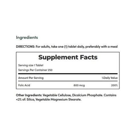 Nature's Bounty, Natures Bounty Folic Acid, 800 mcg, 250 tabs