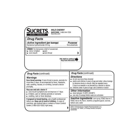 Emerson Healthcare Llc, Sucrets Classic Sore Throat Lozenges, Wild Cherry 18 each