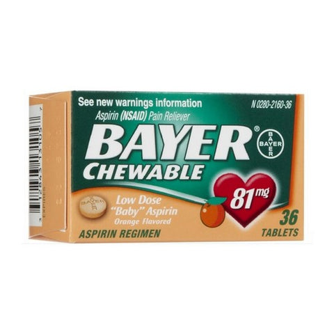 Bayer, Children's Aspirin Chewable Low Dose, 81 mg, Orange 36 tabs