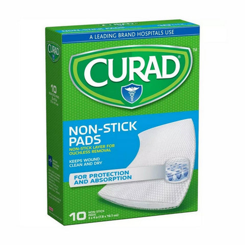 Medline, Curad Non Stick Pads With Adhesive Tabs, ouchless of size: 3 X 4 inch, 10 Each