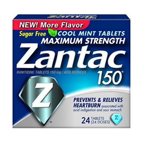 Nubian Heritage, Zantac 150 Maximum Strength Acid Reducer Tablets, 150 mg, Cool mint 24 tabs