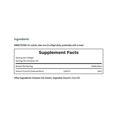 Nature's Bounty, Vitamin D3, 1000 IU, 120 Softgels