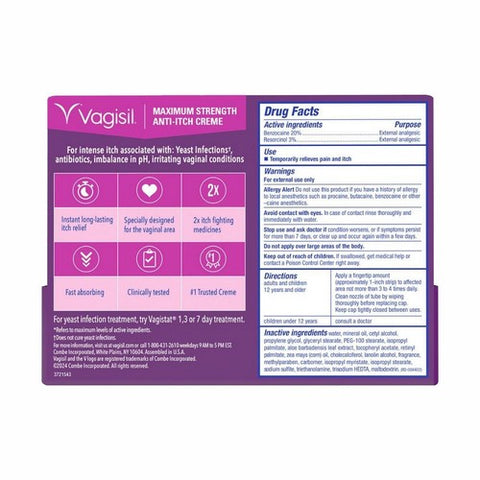 Vagisil, Anti-Itch Creme Maximum Strength, 1 Oz