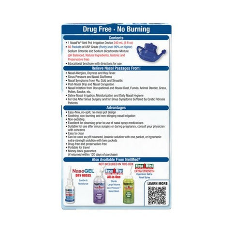 Neilmed, Nasaflo Unbreakable Neti Pot With Premixed Packets, 1 each