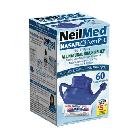 Neilmed, Nasaflo Unbreakable Neti Pot With Premixed Packets, 1 each