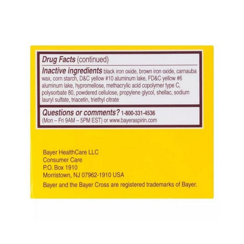 Bayer, Aspirin Regimen Low Dose Safety Coated Tablets, 81 mg, 120 tabs