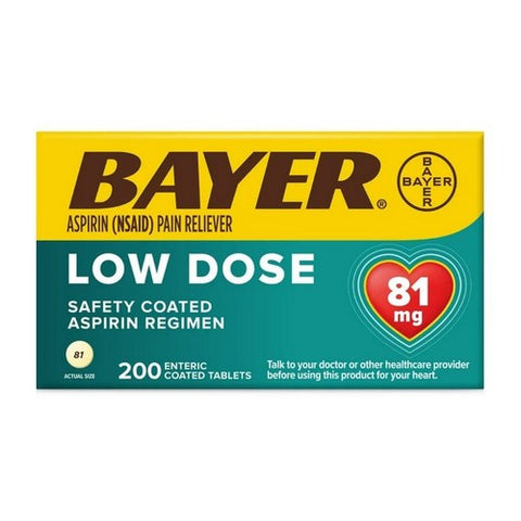 Bayer, Aspirin Regimen Low Dose Safety Coated, 81 mg, 200 tabs