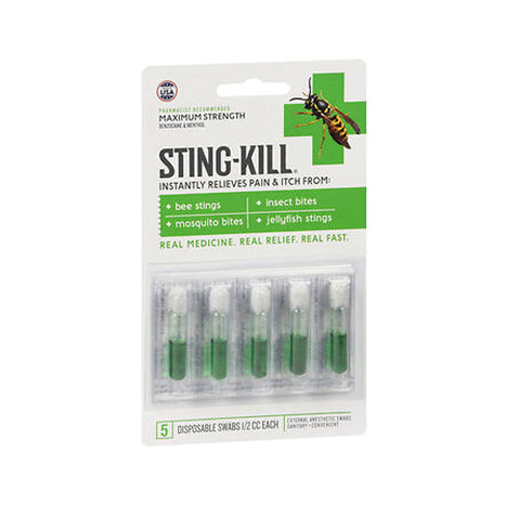 Sting-Kill, Instant Pain And Itch Reliever Disposable Swabs, 5 Count