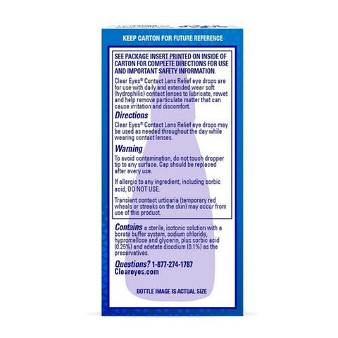 Clear Eyes, Contact Lens Relief Soothing Eye Drops, 0.5 oz