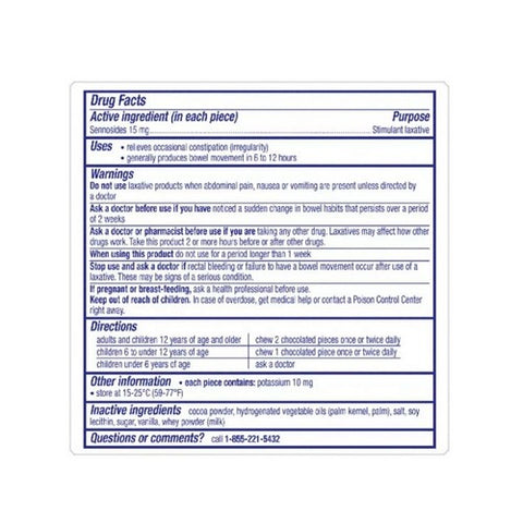 Novartis Consm Hlth Inc, Ex-Lax Chocolated Stimulant Laxative Pieces Regular Strength, 24 ct