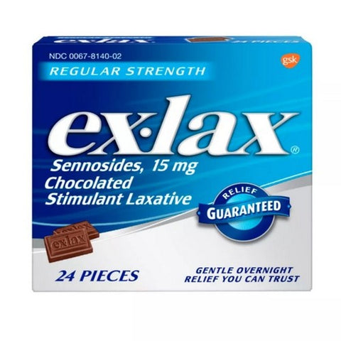 Novartis Consm Hlth Inc, Ex-Lax Chocolated Stimulant Laxative Pieces Regular Strength, 24 ct