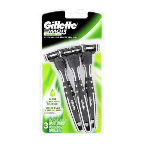Gillette, Mach3 Disposable Razors Sensitive, 3 each