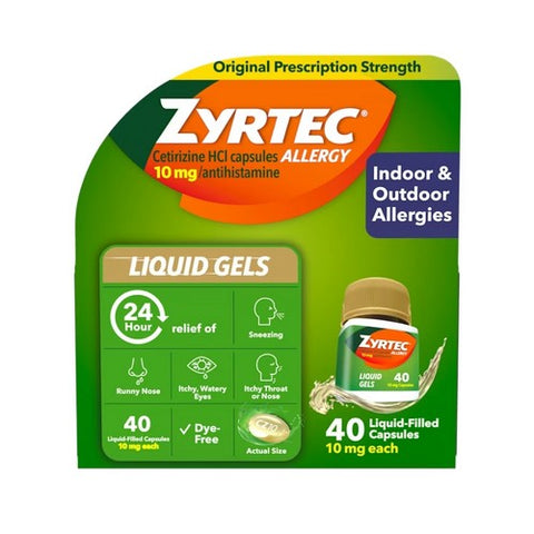 Zyrtec, Allergy Liquid Gels, 10 mg, 40 caps