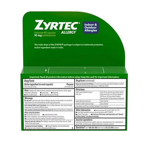 Zyrtec, Allergy Liquid Gels, 10 mg, 25 caps