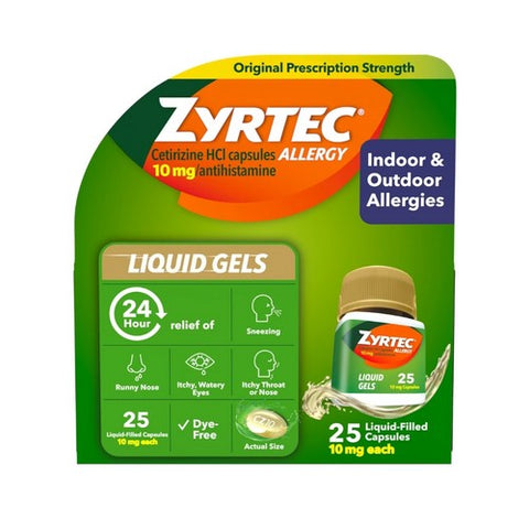 Zyrtec, Allergy Liquid Gels, 10 mg, 25 caps