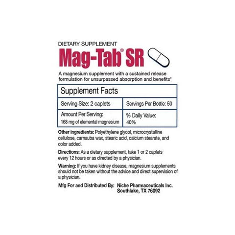 Mag-Tab, Mag Tab Sr Magnesium Supplement, 60 caplets