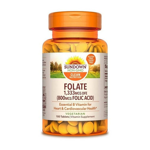 Sundown Naturals, Folic Acid, 800 mcg, 100 tabs