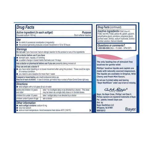 Bayer, Phillips Stool Softener Liquid Gels, 30 each