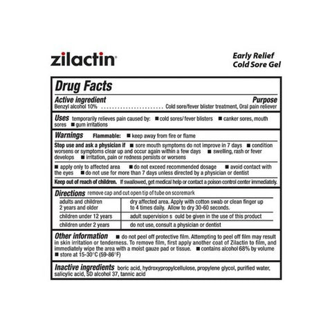 Zilactin, Blairex Zilactin Cold Sore Gel, 0.25 oz
