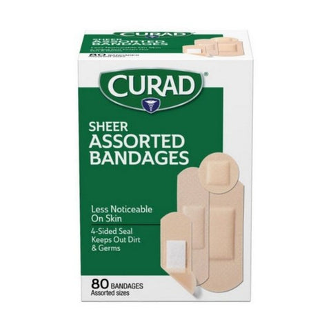 Curad, Sheer Bandages Assorted, 80 Each