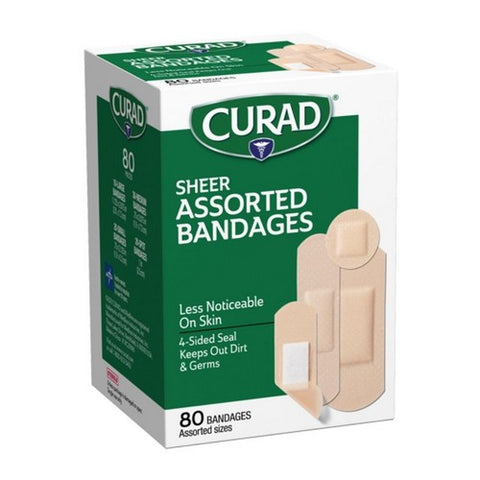 Curad, Sheer Bandages Assorted, 80 Each