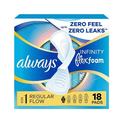 Tampax, Always Infinity Regular Pads With Wings, 18 ct