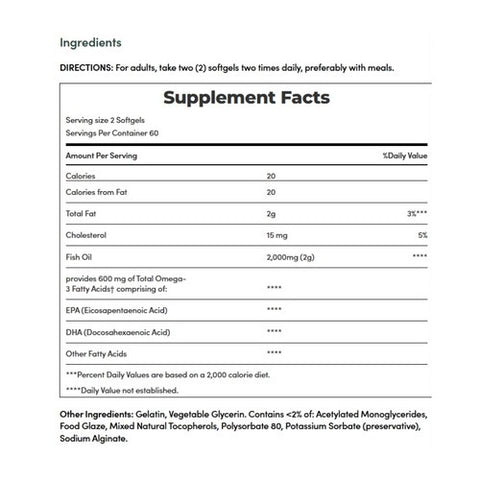 Nature's Bounty, Omega-3 Fish Oil Odorless, 1000 mg, 120 Coated Softgels
