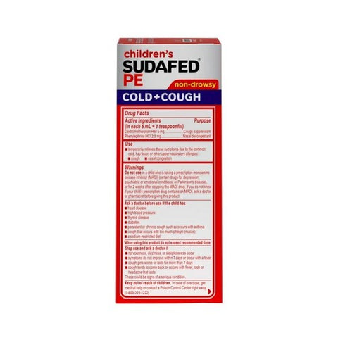 Sudafed Pe, Childrens Cold Cough Liquid, Grape 4 oz