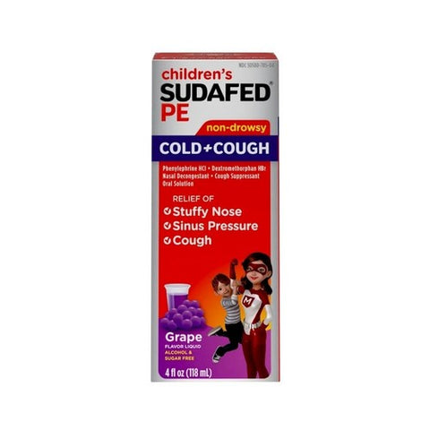 Sudafed Pe, Childrens Cold Cough Liquid, Grape 4 oz