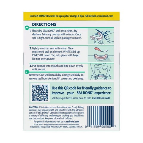 Sea-Bond, Denture Adhesive Wafers Lowers, Fresh Mint 30 each