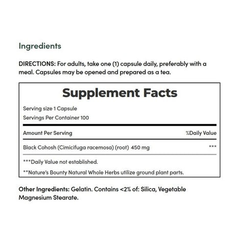 Nature's Bounty, Natures Bounty Black Cohosh, 540 mg, 100 Capsules