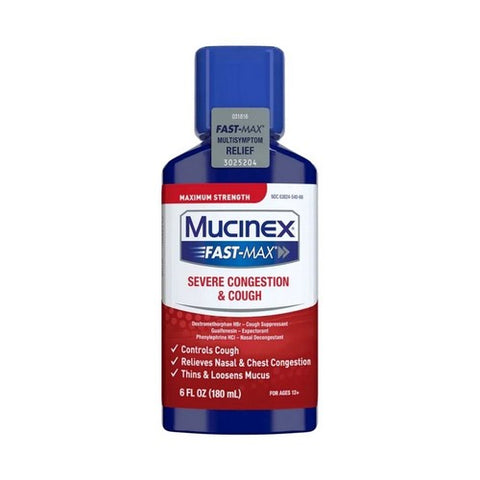 Mucinex, Fast-Max Severe Congestion Cough Liquid Maximum Strength, 6 oz