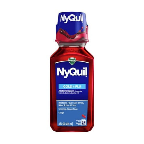 Vicks, Cold Flu Nighttime Relief Liquid Cherry, 8 Oz