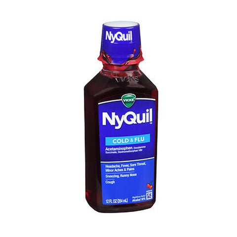 Vicks, Cold And Flu Medicine Liquid Cherry, 12 Oz