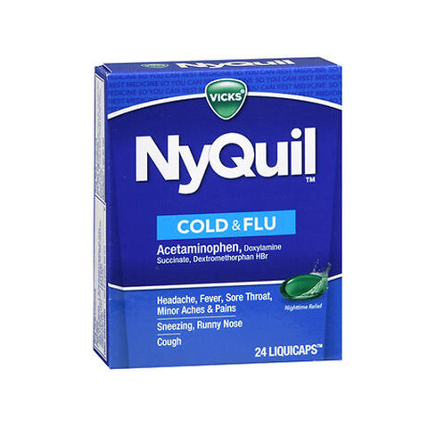 Vicks, Cold And Flu Medicine Liquid, 24 Capsules