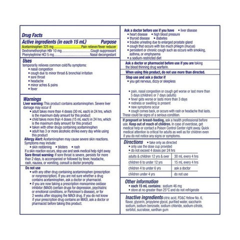 Vicks, Dayquil Cold Flu Multi-Symptom Relief Liquid, 12 oz