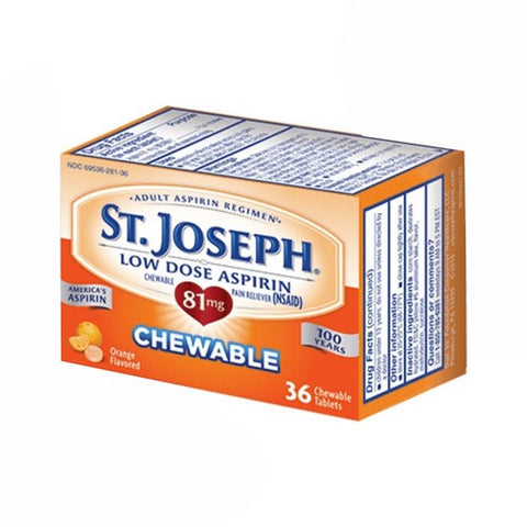 St. Joseph, Aspirin Chewable, 81 mg, Orange 36 tabs