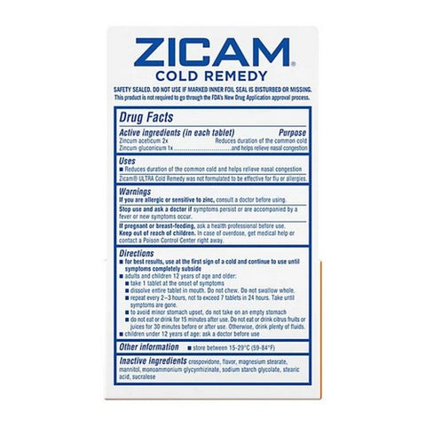 Emerson Healthcare Llc, Zicam Cold Remedy Rapidmelts, Cherry flavor 18 tabs