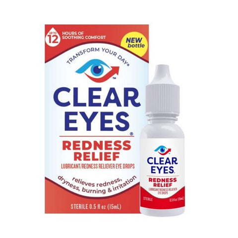 Med Tech Products, Clear Eyes Redness Relief Lubricant Eye Drops, 0.5 oz