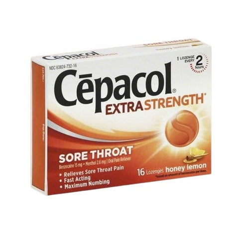 Cepacol, Sore Throat Maximum Strength Numbing Lozenges With Honey Lemon, Box Of 1