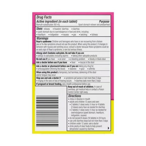 Pepto-Bismol, Five Symptom Stomach Relief Chewable, 48 Tablets
