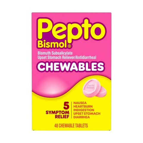 Pepto-Bismol, Five Symptom Stomach Relief Chewable, 48 Tablets