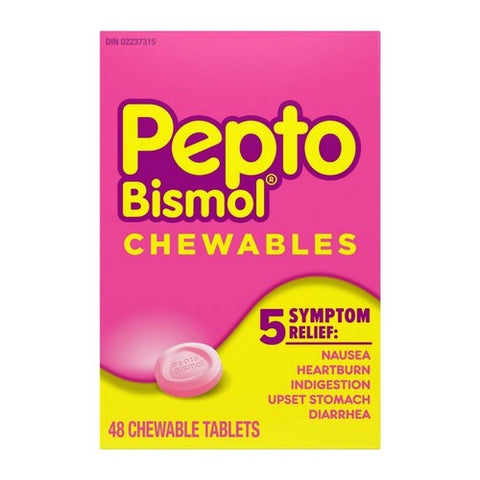 Pepto-Bismol, Five Symptom Stomach Relief Chewable, 48 Tablets